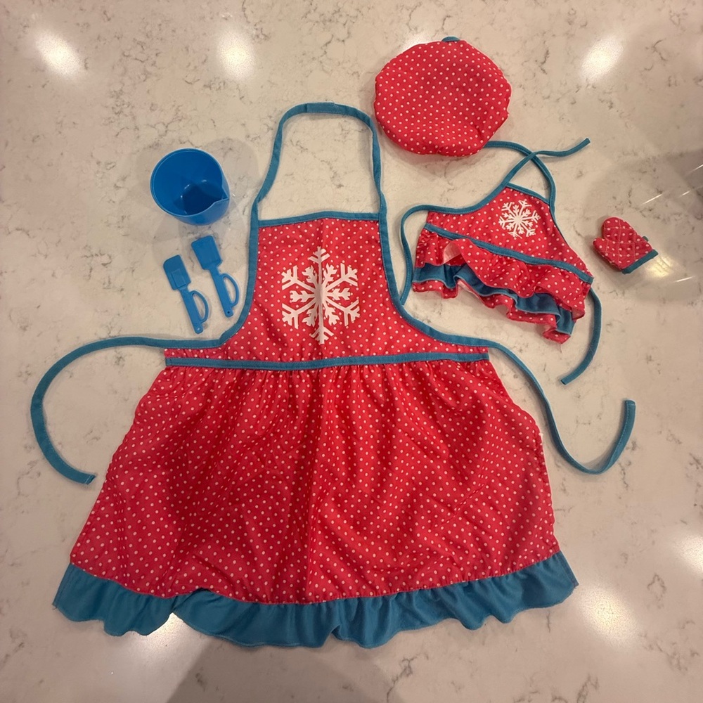 18” Doll Baking Apron and Oven Mitt With Matching Apron for Child